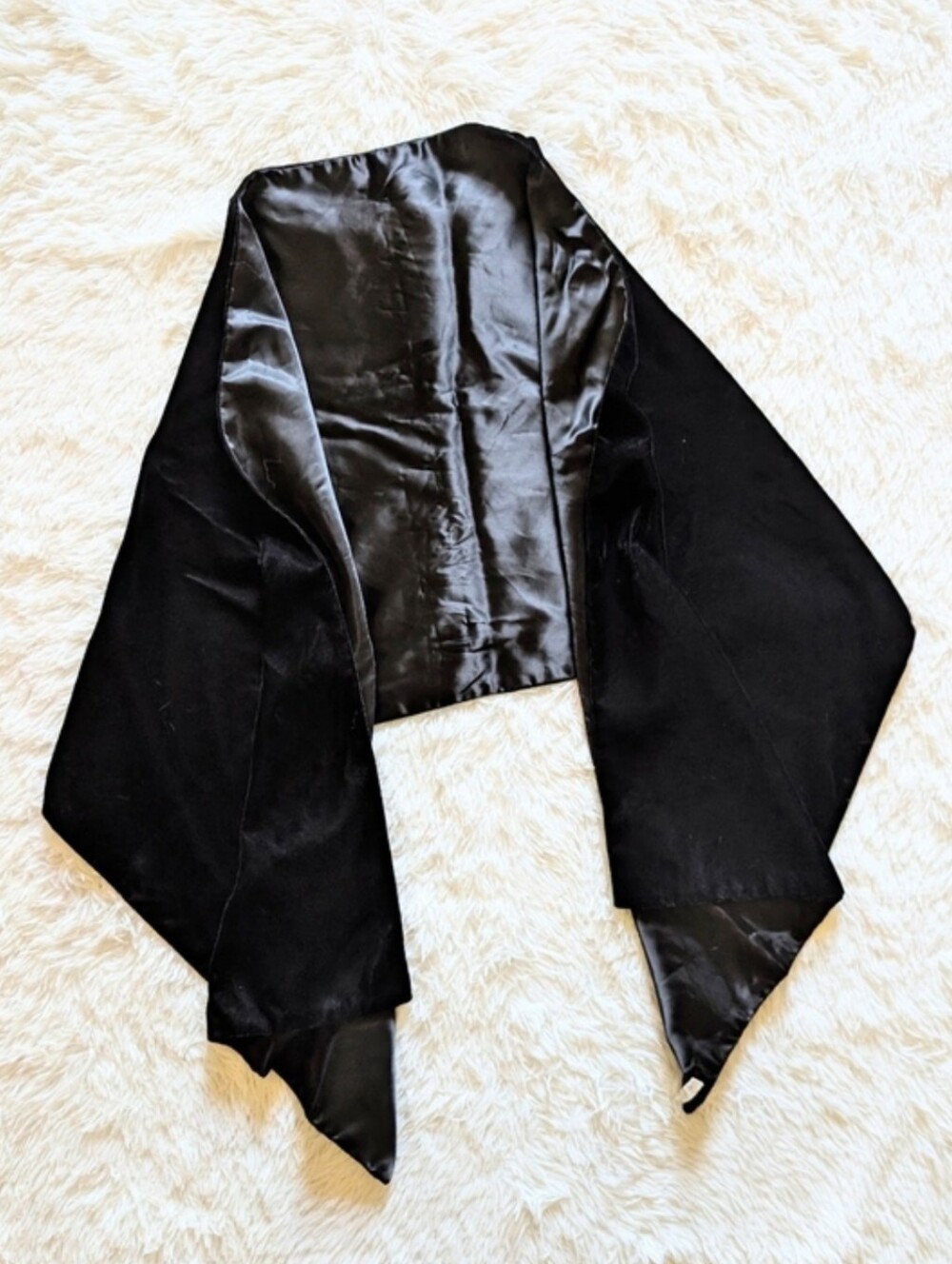 Jessica McClintock Black Satin and Velvet Wrap Scarf